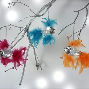 Feathered Fish Ornament Set